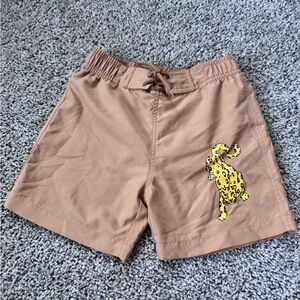 Mini Rodini tan Shorts with Yellow Leopard Print kids size 4-5y
